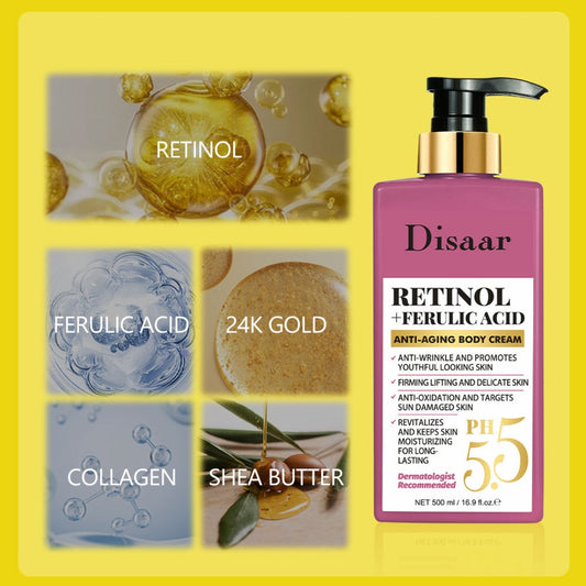 Disaar Retinol + Ferulic Acid Anti-Aging Body Cream (500ml)
