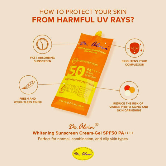 Dr. Alvin Whitening Sunscreen Cream-Gel SPF50 PA++++ (50ml)
