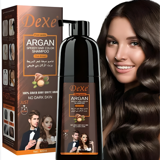 Dexe Dark Brown Argan Speedy Hair Color Shampoo (420ml)