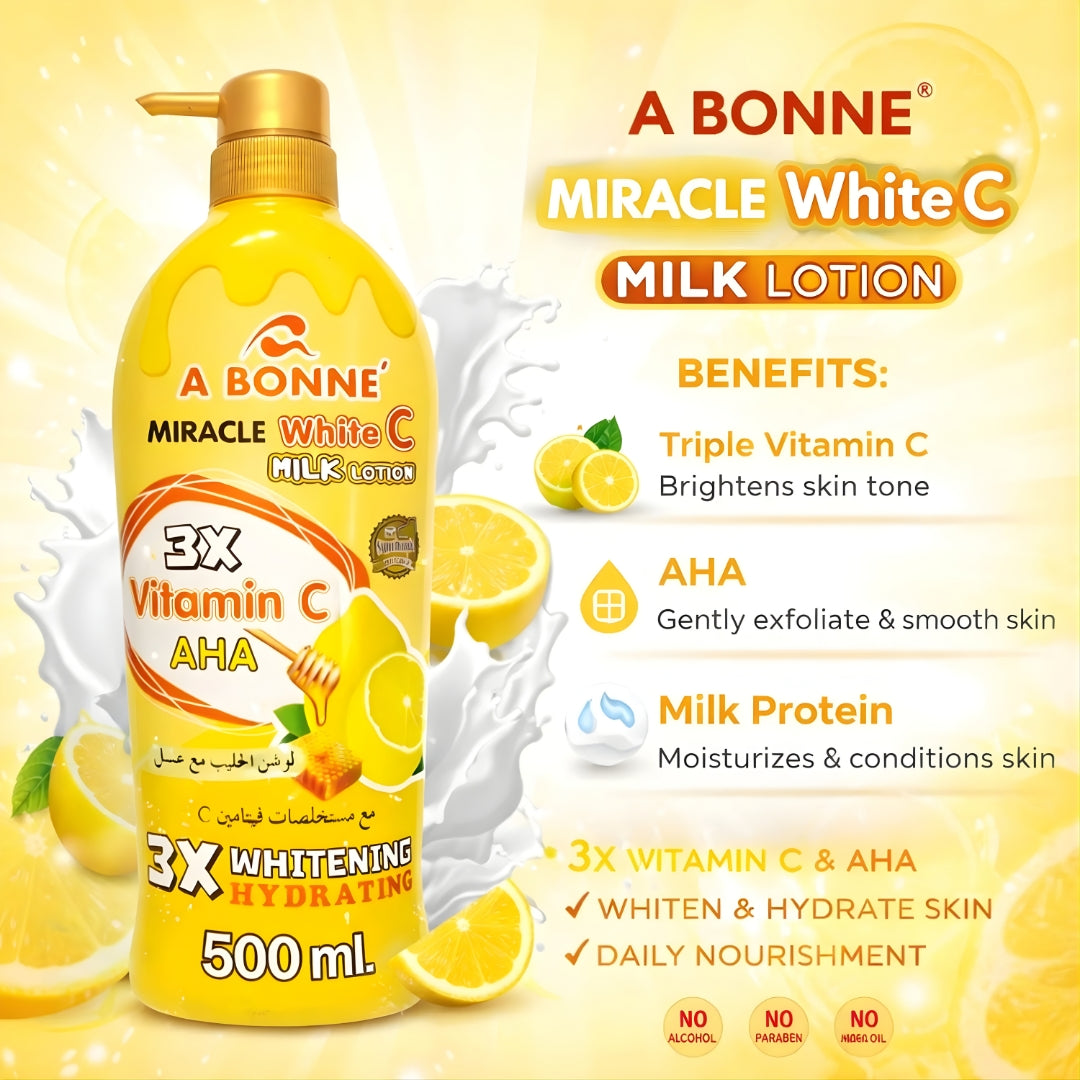 A Bonne Miracle White C Milk Lotion 3x Vitamin C + AHA (500ml)