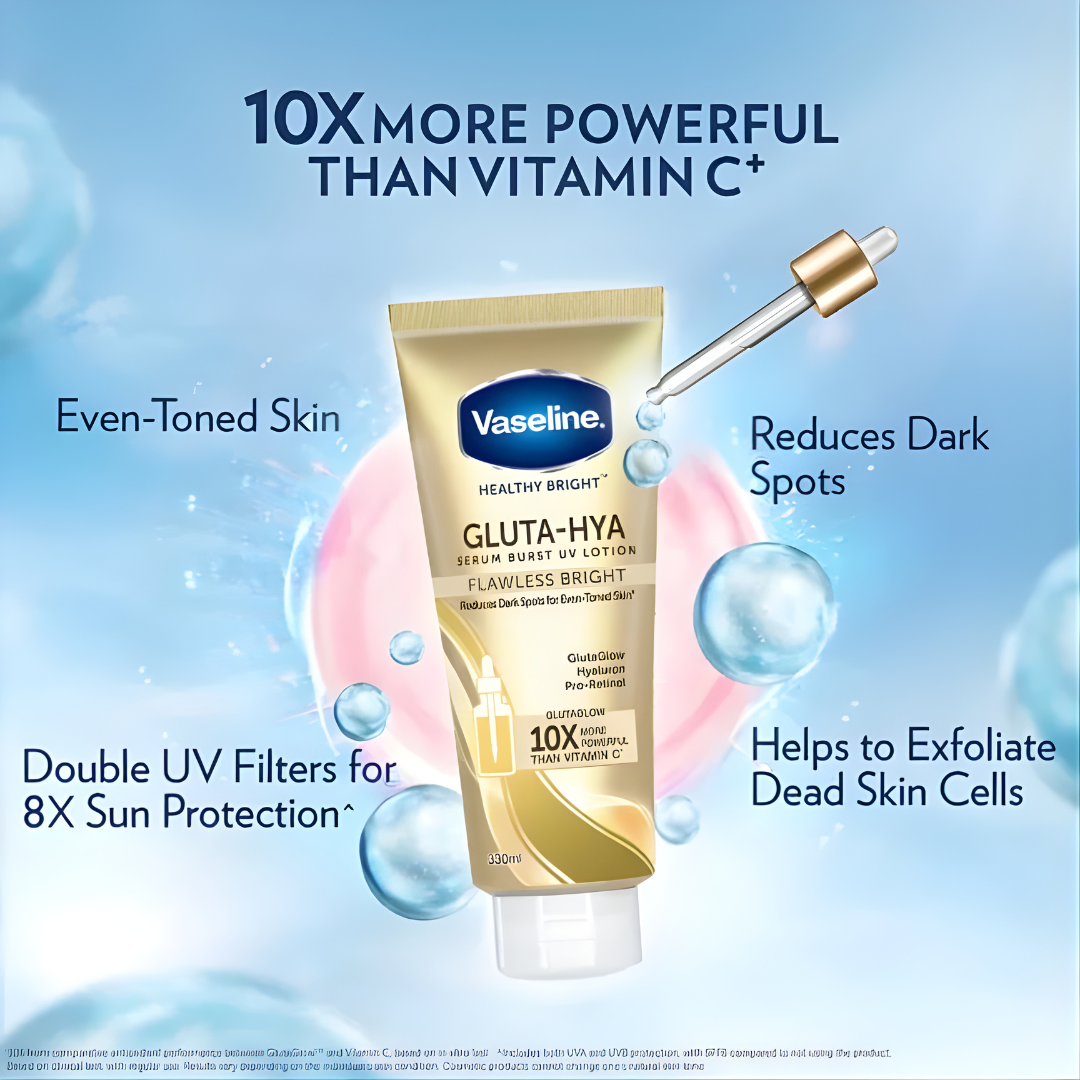 Vaseline Gluta-Hya Serum Burst UV Lotion Flawless Glow (330ml)
