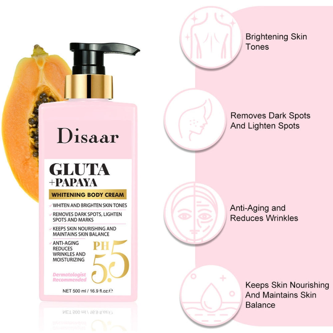 Disaar Gluta + Papaya Whitening Body Cream (500ml)