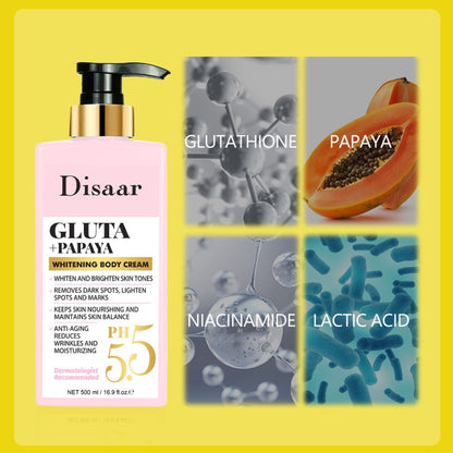 Disaar Gluta + Papaya Whitening Body Cream (500ml)