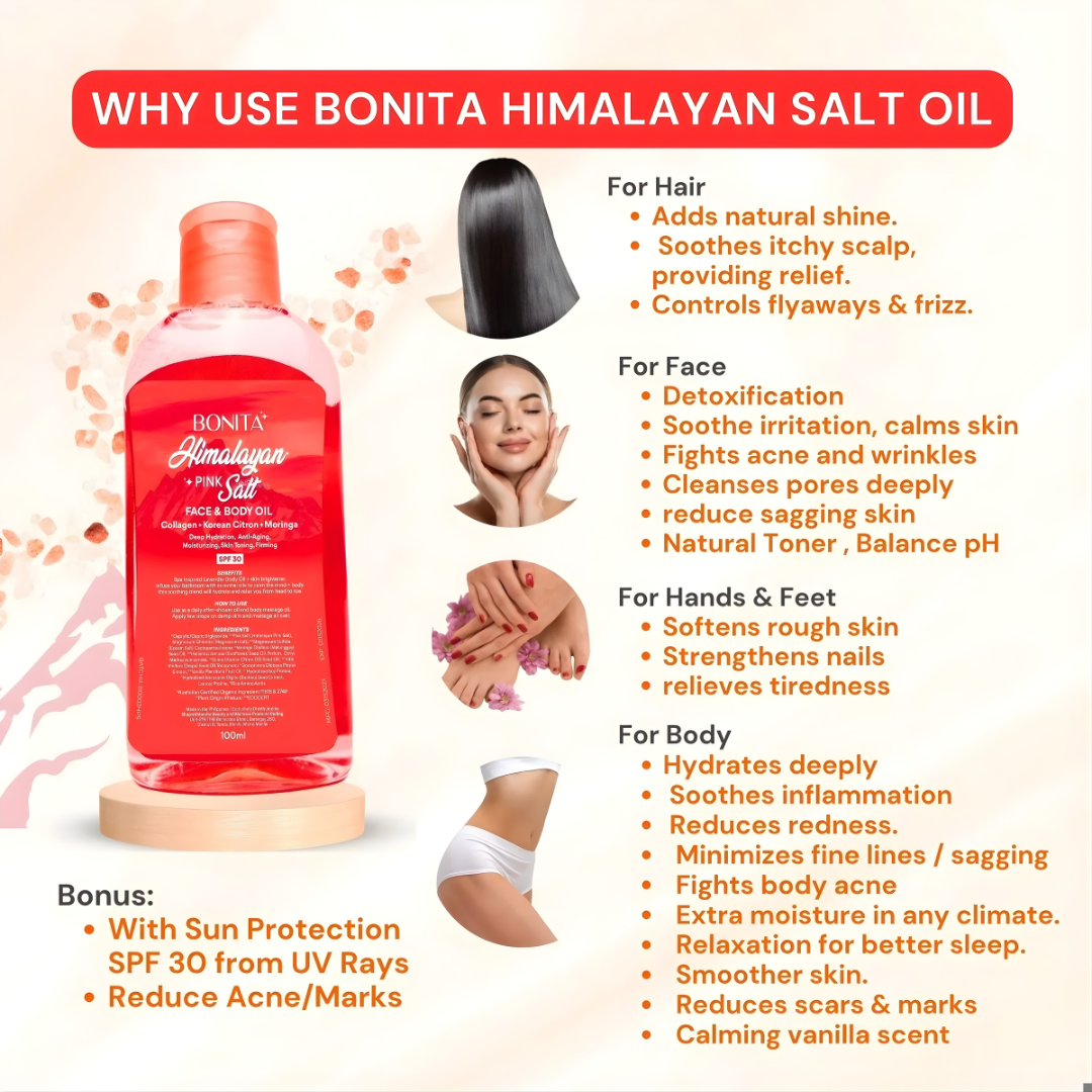 Bonita Himalayan Pink Salt Face & Body Oil SPF30 (100ml)