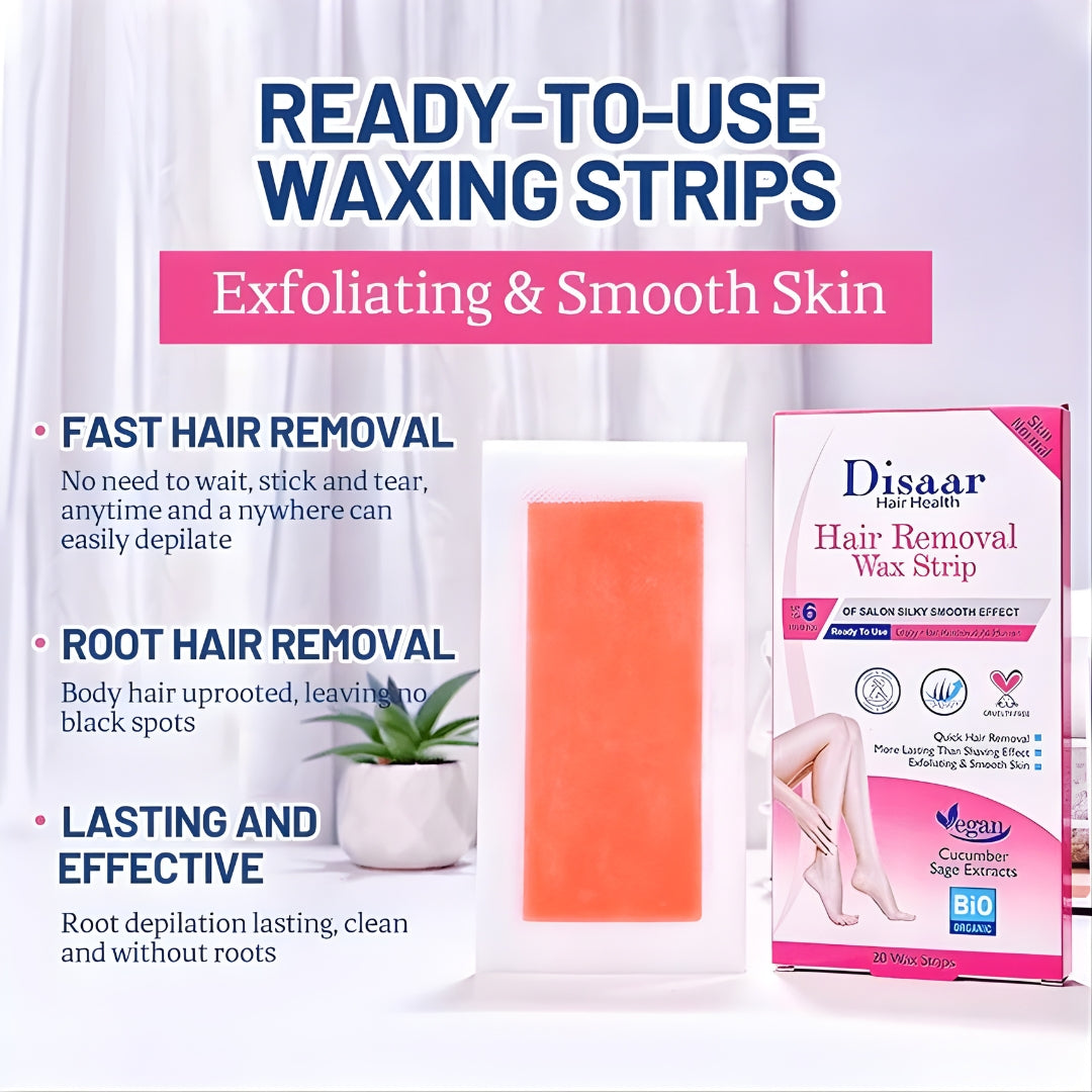 Disaar Hair Removal Wax Strips for Normal Skin – 20 Wax Strips