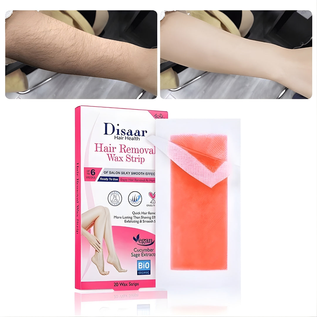 Disaar Hair Removal Wax Strips for Normal Skin – 20 Wax Strips