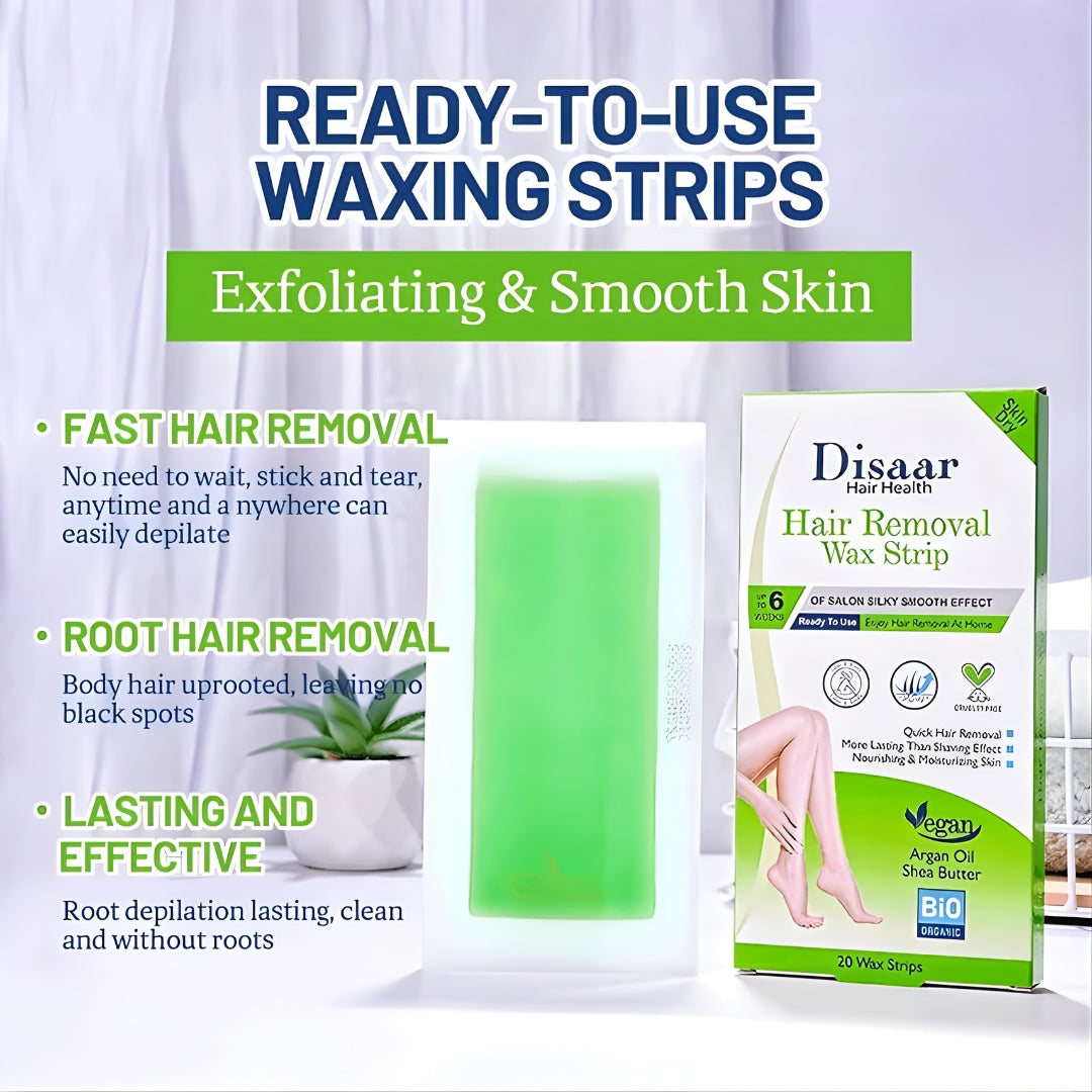 Disaar Hair Removal Wax Strips for Dry Skin – 20 Wax Strips