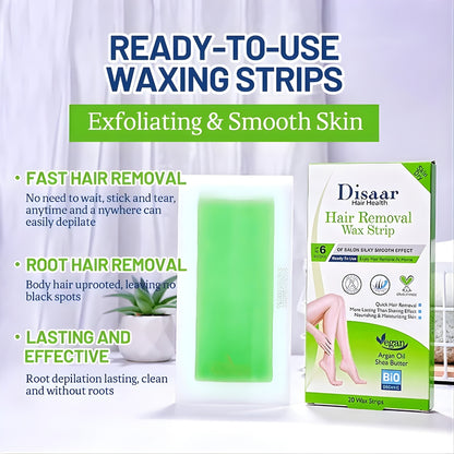 Disaar Hair Removal Wax Strips for Dry Skin – 20 Wax Strips