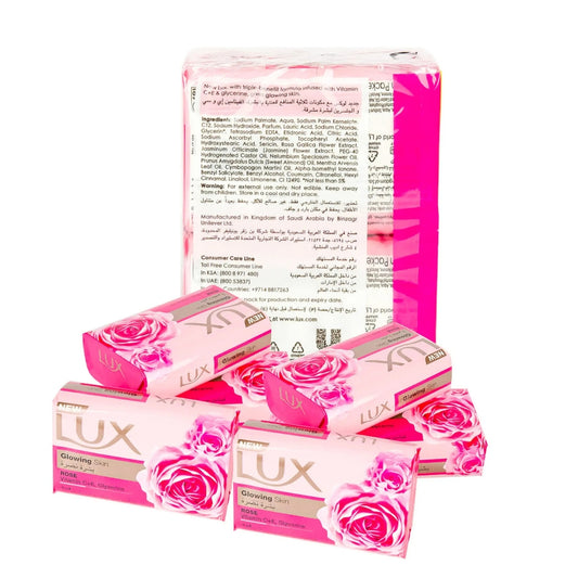 Lux Glowing Skin Rose Soap Bar with Vitamin C & E (120g x6)