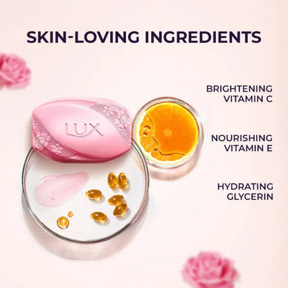 Lux Glowing Skin Rose Soap Bar with Vitamin C & E (120g x6)