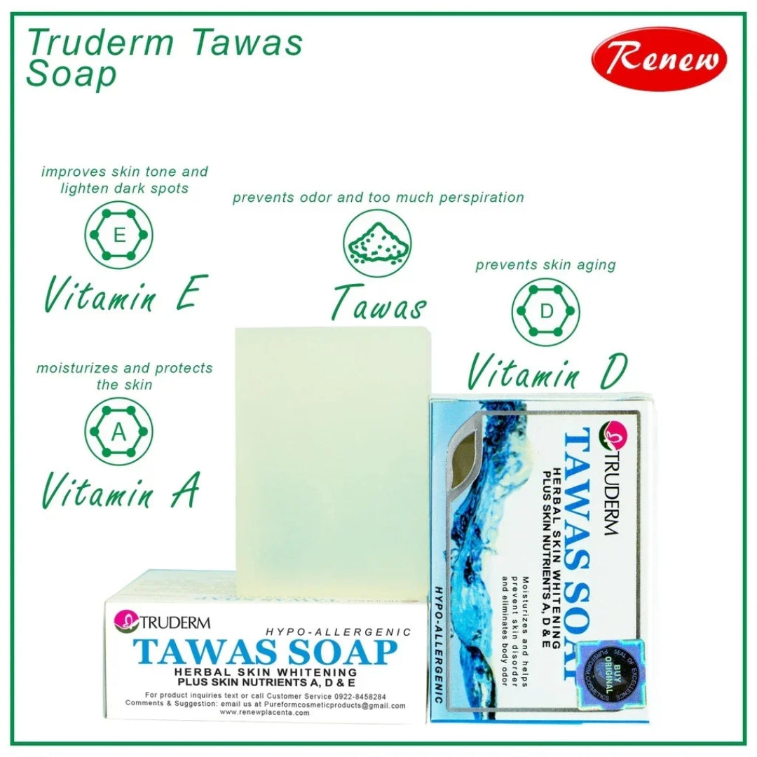 Truderm Tawas Herbal Skin Whitening Soap with Vitamins A, D & E (135g)