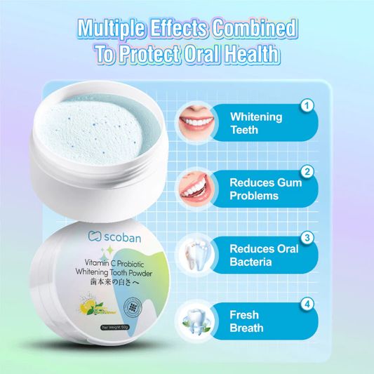 Scoban Vitamin C Probiotic Brightening Tooth Powder (50g)