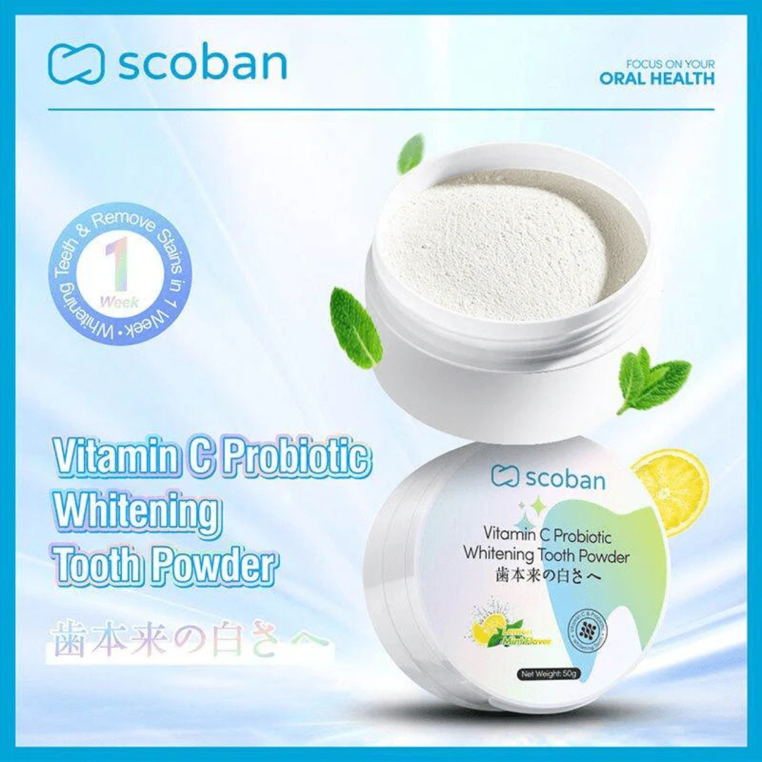Scoban Vitamin C Probiotic Brightening Tooth Powder (50g)