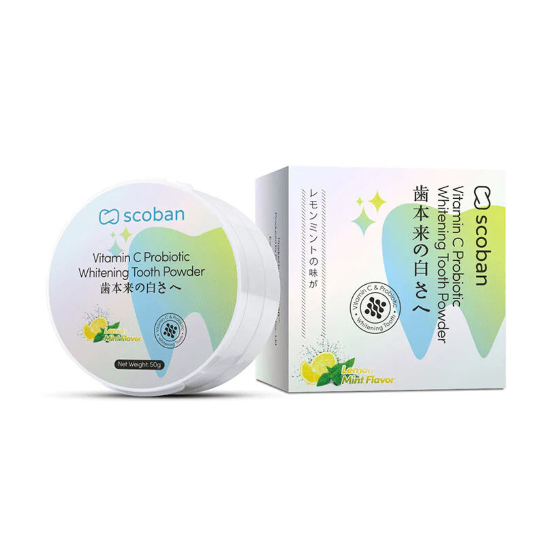 Scoban Vitamin C Probiotic Brightening Tooth Powder (50g)