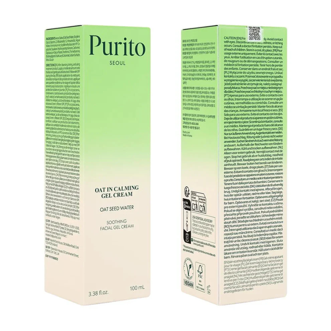 Purito Oat In Calming Facial Gel Cream (100ml)