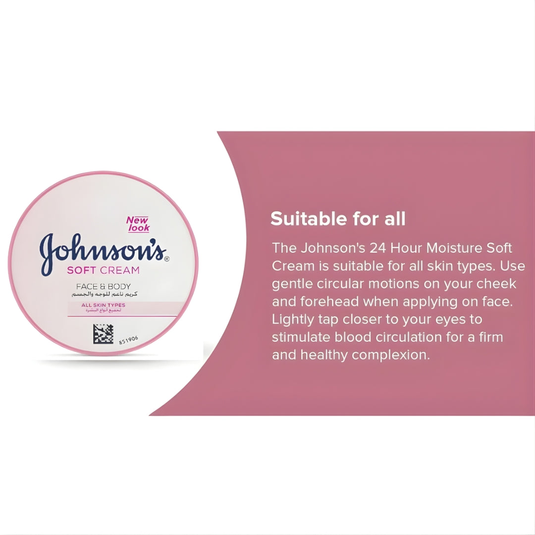 Johnson’s 24 Hour Moisture Soft Cream Face & Body 200ml