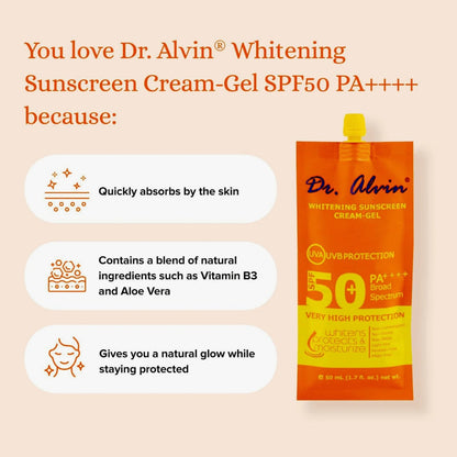 Dr. Alvin Whitening Sunscreen Cream-Gel SPF50 PA++++ (50ml)