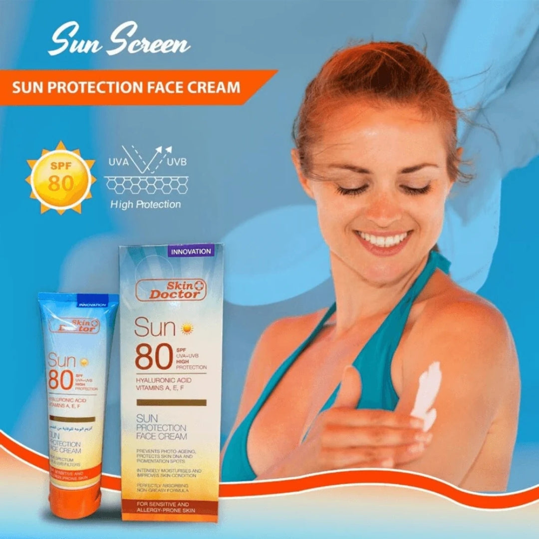 Skin Doctor Sun Protection Face Cream SPF 80 with Hyaluronic Acid (125ml)