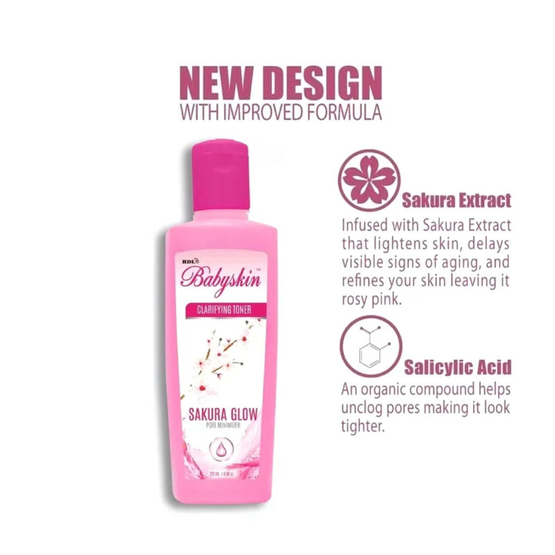 RDL Babyskin Sakura Glow Clarifying Toner with Vitamins E & B5 (120ml)