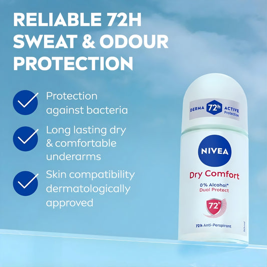 Nivea Dry Comfort Dual Protect 72H Roll-On Deodorant 50ml