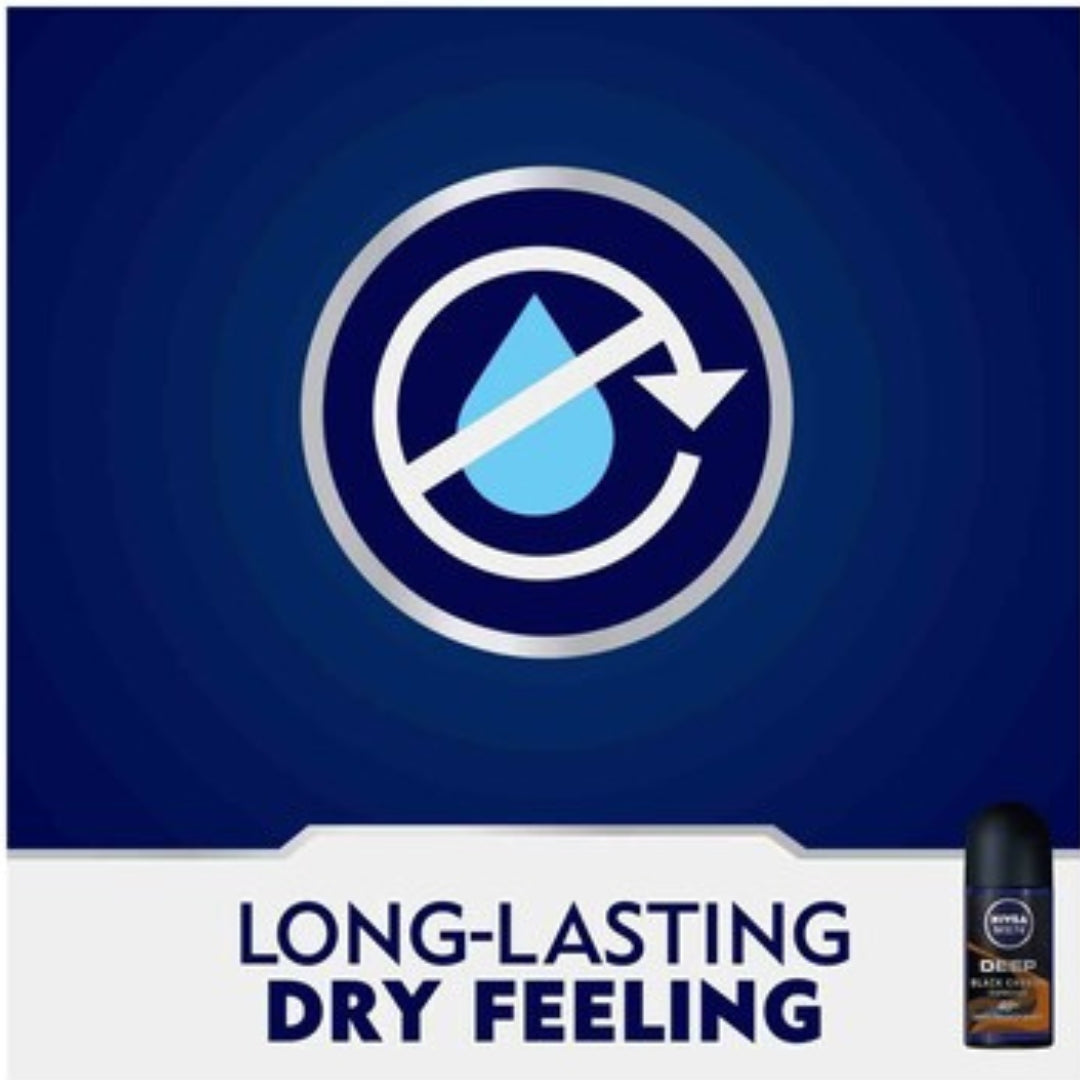 Nivea Men Deep Black Carbon Espresso Roll-On Deodorant (50ml)