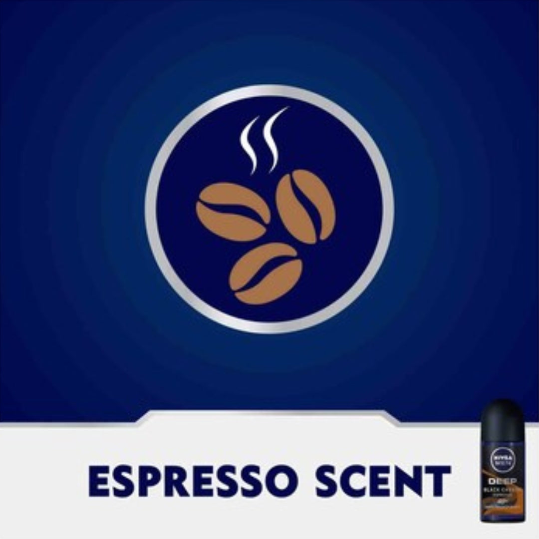 Nivea Men Deep Black Carbon Espresso Roll-On Deodorant (50ml)
