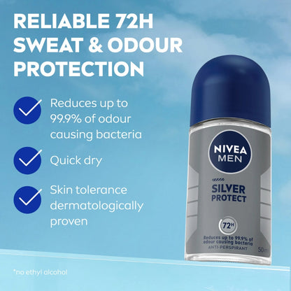 Nivea Men Silver Protect Antibacterial Roll-On (50ml)