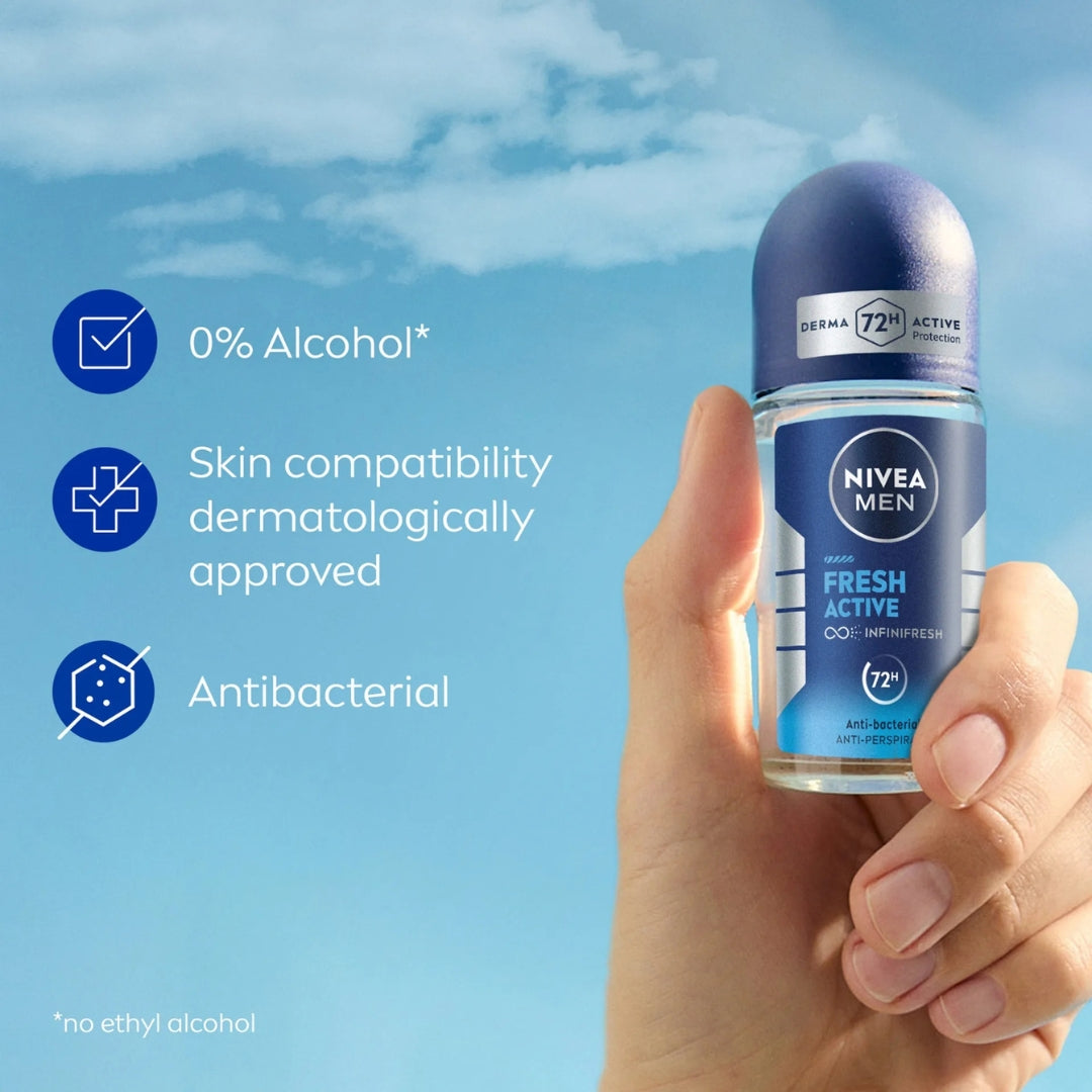 Nivea Men Fresh Active Antibacterial Deodorant Roll-On (50ml)