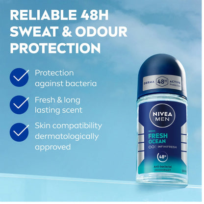 NIVEA MEN Fresh Ocean Roll-On Deodorant (50ml)