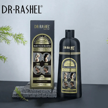 Dr.Rashel Collagen & Argan Oil Hair Color Shampoo – Natural Black (400ml)