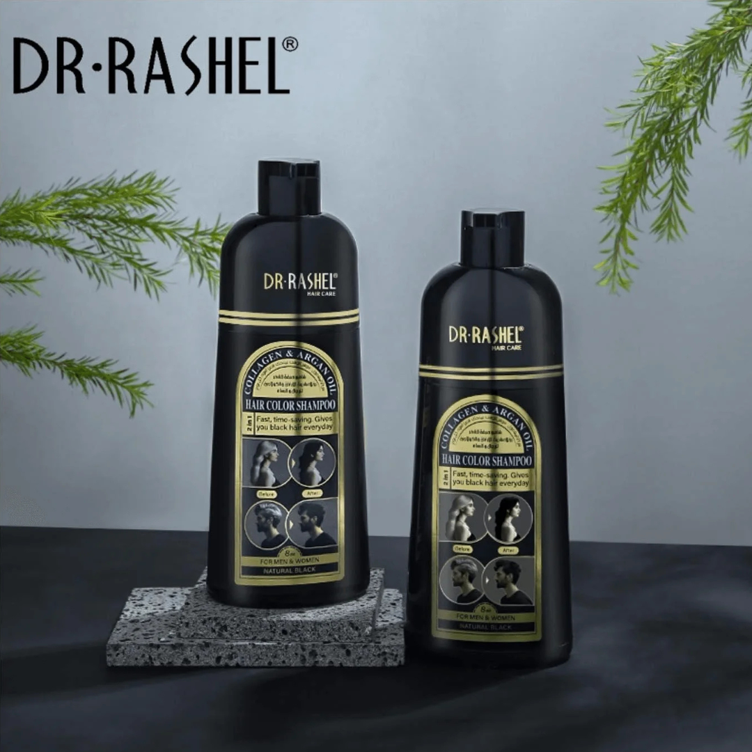 Dr.Rashel Collagen & Argan Oil Hair Color Shampoo – Natural Black (400ml)