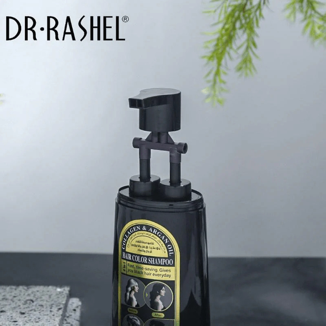 Dr.Rashel Collagen & Argan Oil Hair Color Shampoo – Natural Black (400ml)