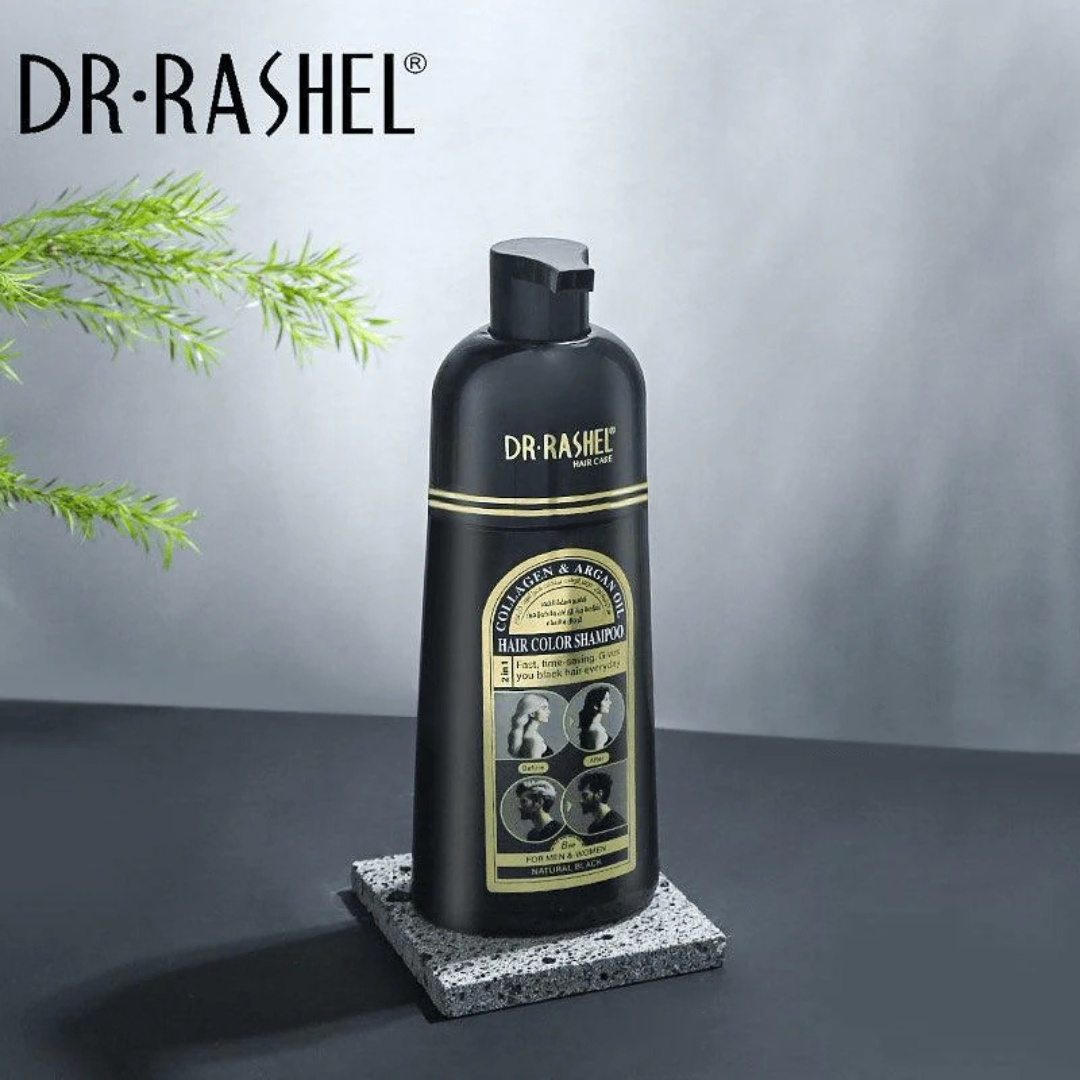 Dr.Rashel Collagen & Argan Oil Hair Color Shampoo – Natural Black (400ml)