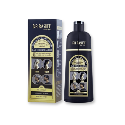 Dr.Rashel Collagen & Argan Oil Hair Color Shampoo – Natural Black (400ml)