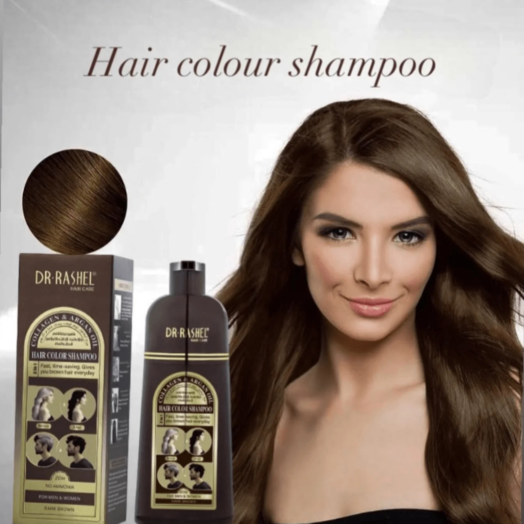 Dr.Rashel Collagen & Argan Oil Hair Color Shampoo – Dark Brown (400ml)
