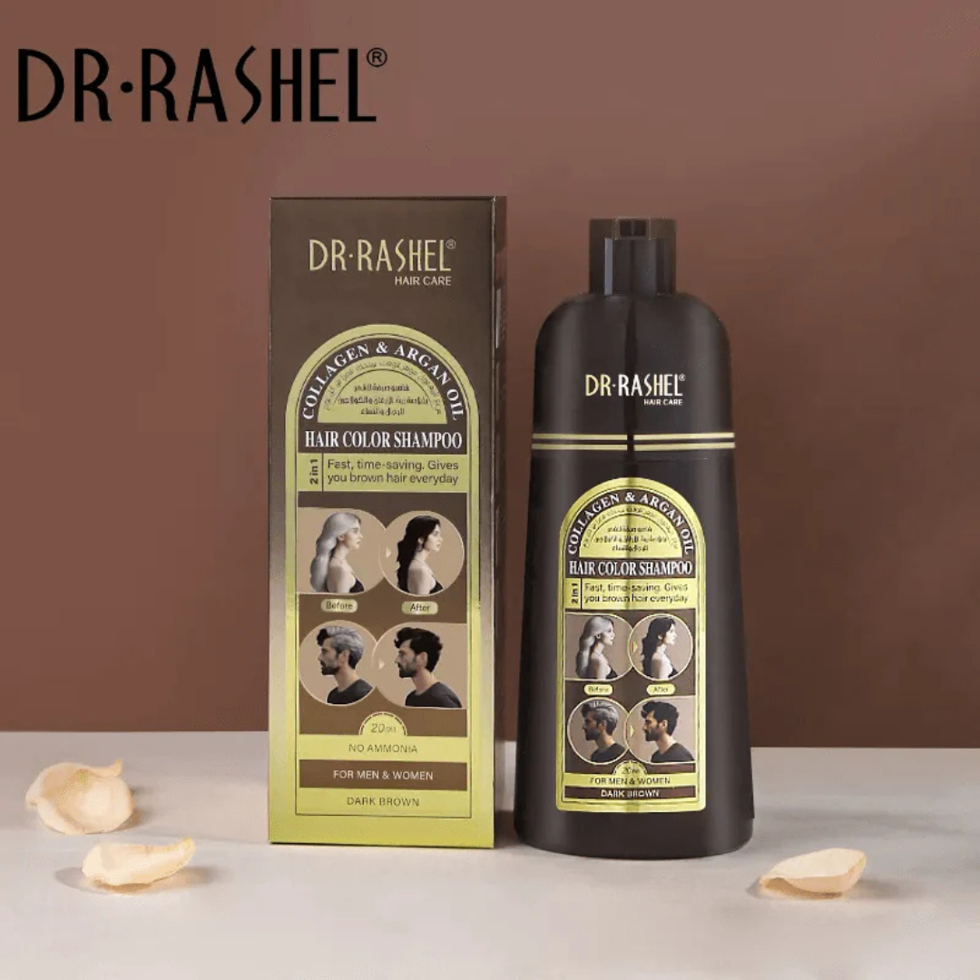 Dr.Rashel Collagen & Argan Oil Hair Color Shampoo – Dark Brown (400ml)