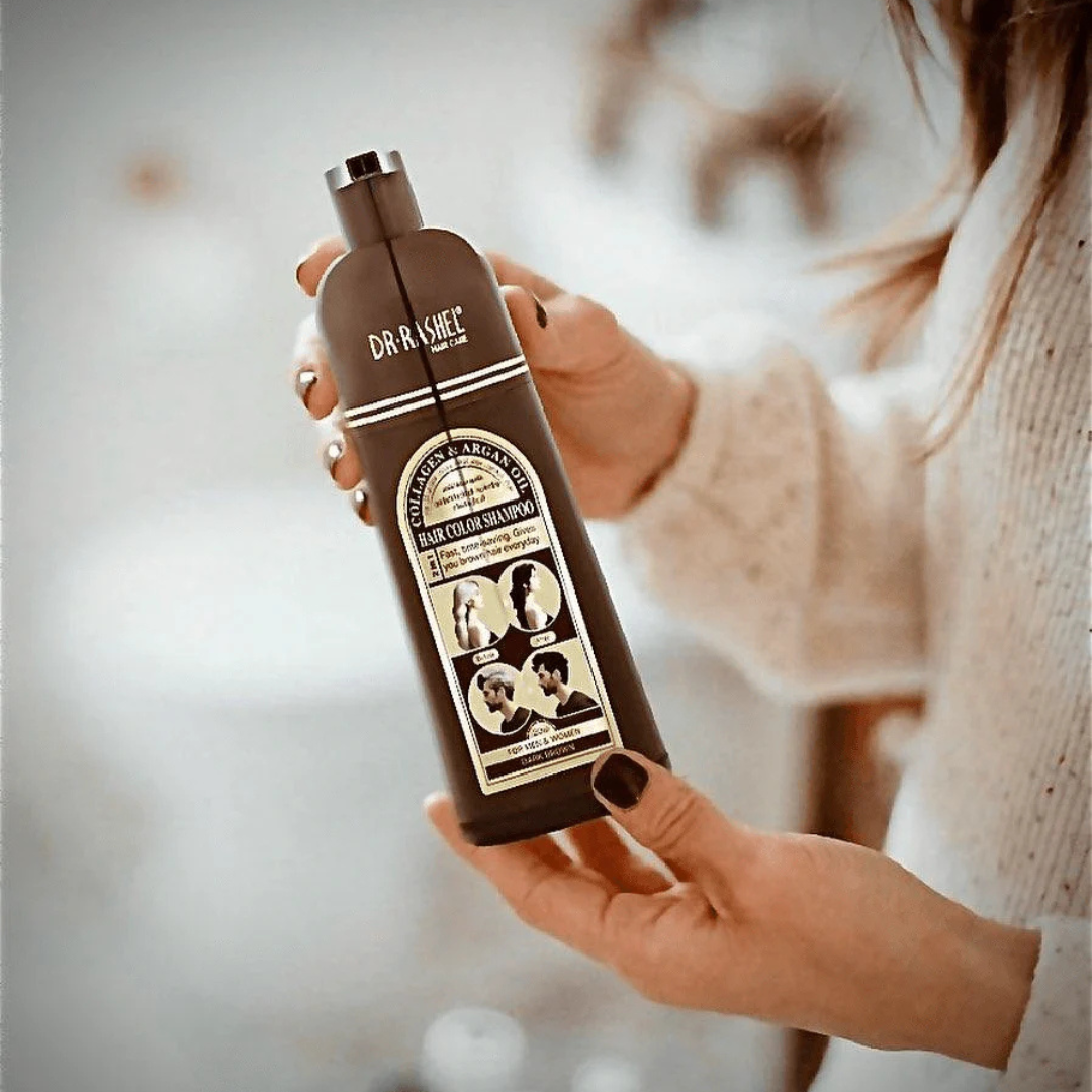 Dr.Rashel Collagen & Argan Oil Hair Color Shampoo – Dark Brown (400ml)