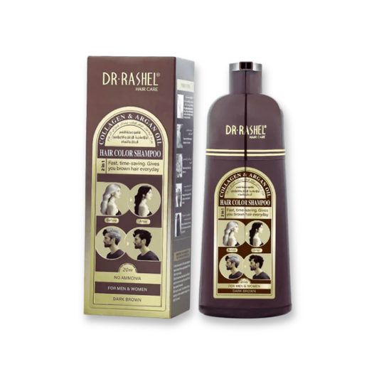 Dr.Rashel Collagen & Argan Oil Hair Color Shampoo – Dark Brown (400ml)