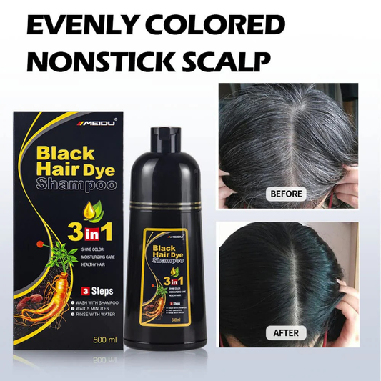 Meidu Hair Dye Shampoo 3 in 1 (Dark Black) (500ml)