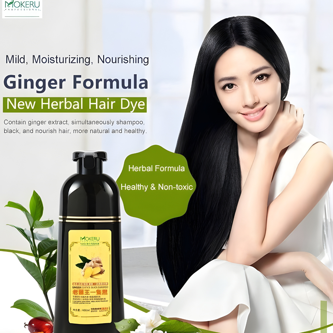Mokeru Ginger Essence Black Hair Dye Shampoo (500ml)