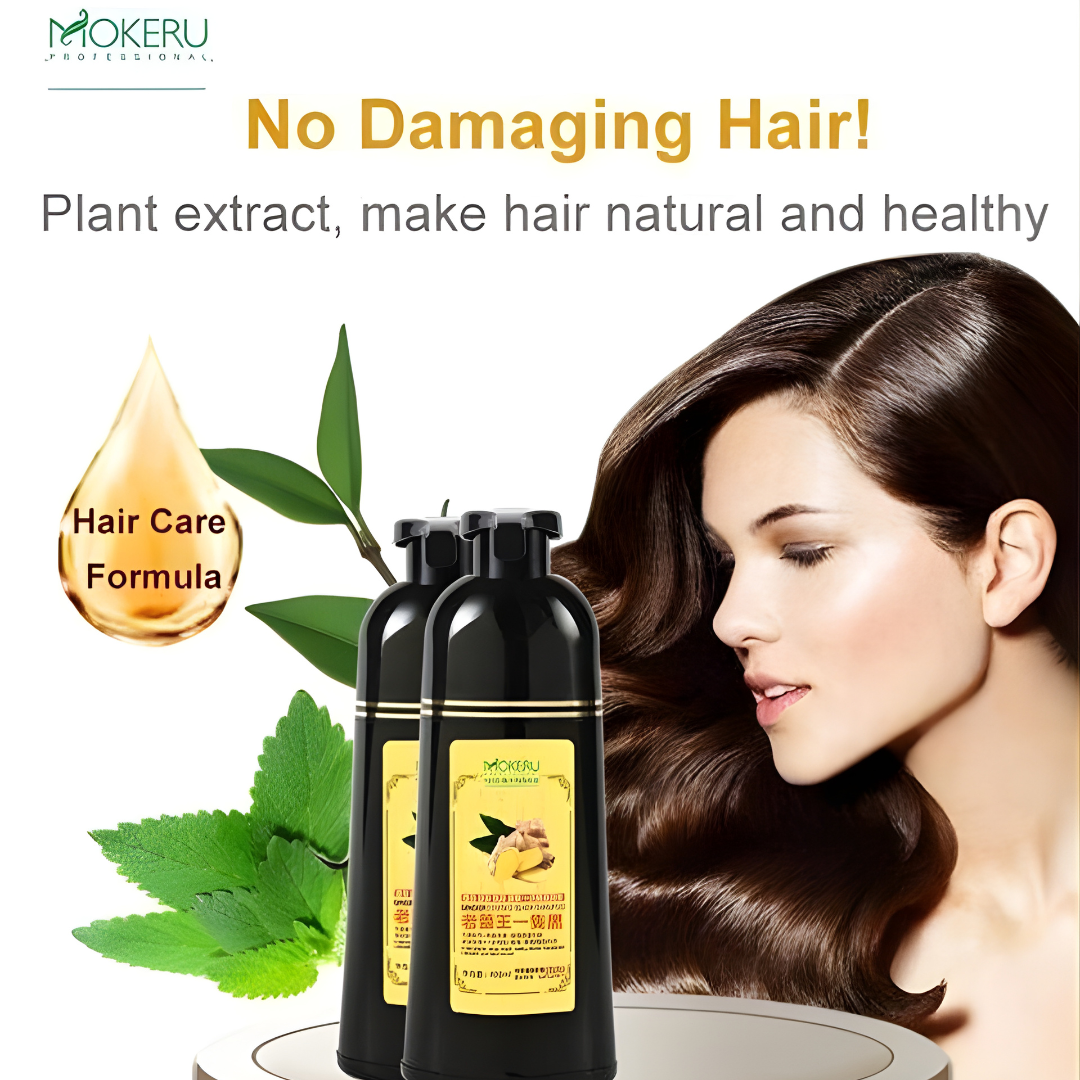 Mokeru Ginger Essence Black Hair Dye Shampoo (500ml)
