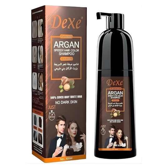 Dexe Dark Brown Argan Speedy Hair Color Shampoo (420ml)