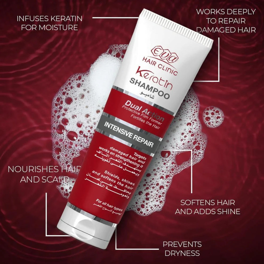 Eva Hair Clinic Keratin Shampoo Intensive Repair 230ml 1+1 Offer