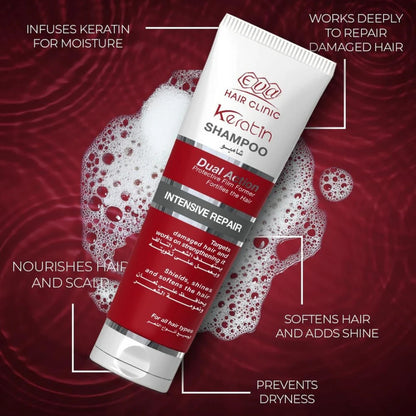 Eva Hair Clinic Keratin Shampoo Intensive Repair 230ml 1+1 Offer