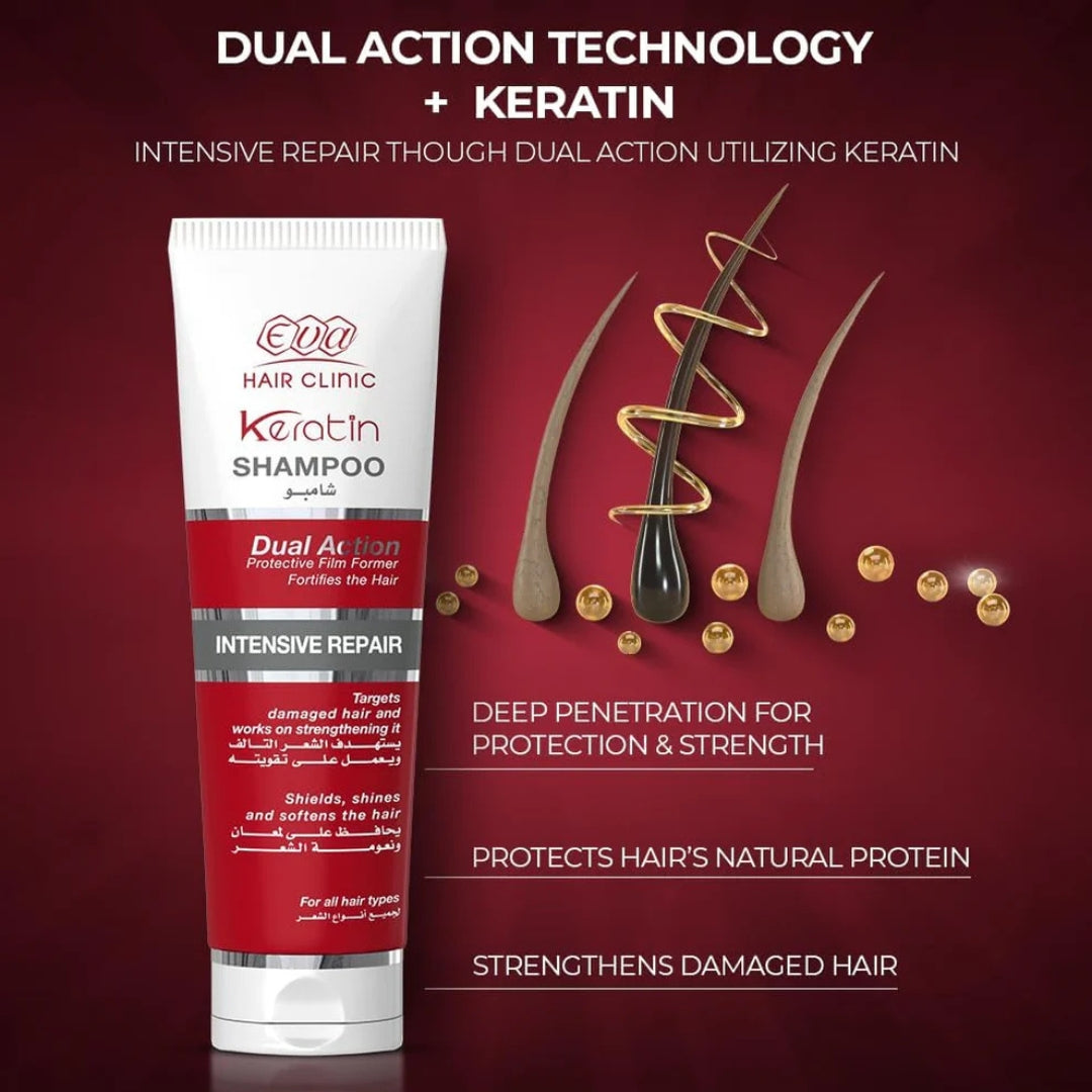 Eva Hair Clinic Keratin Shampoo Intensive Repair 230ml 1+1 Offer