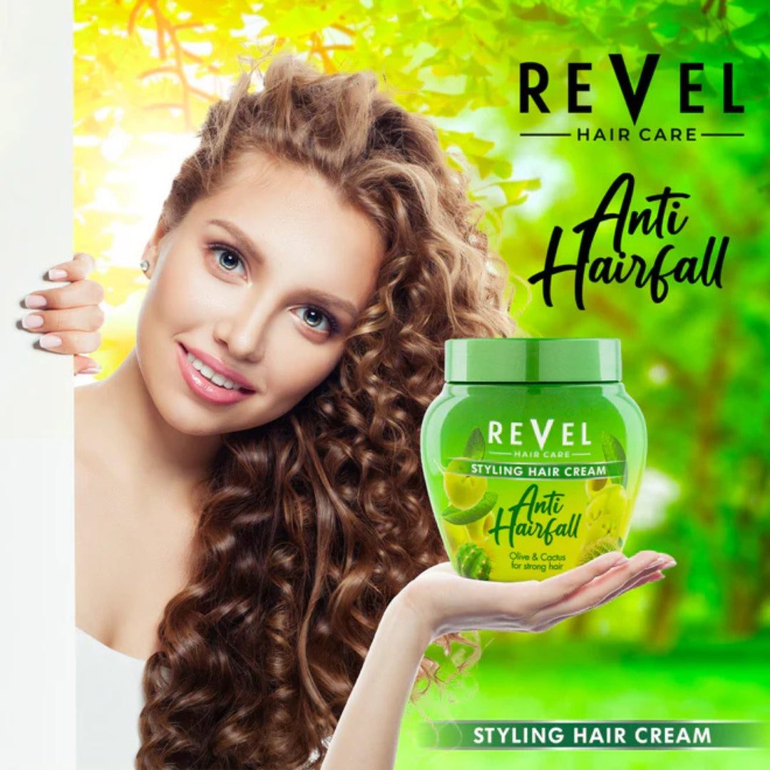 Revel Anti-Hairfall Styling Hair Cream Olive & Cactus 400ml
